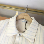 Cremefarbenes Langarmshirt aus Baumwolle mit Streifen – Herren