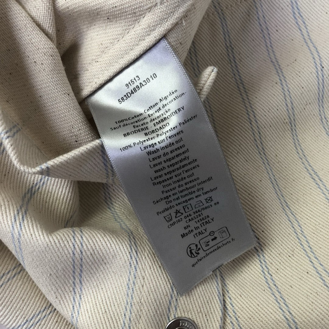 Cremefarbenes Langarmshirt aus Baumwolle mit Streifen – Herren