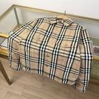 Beiges Overshirt aus Baumwolle mit Karomuster – Herren
