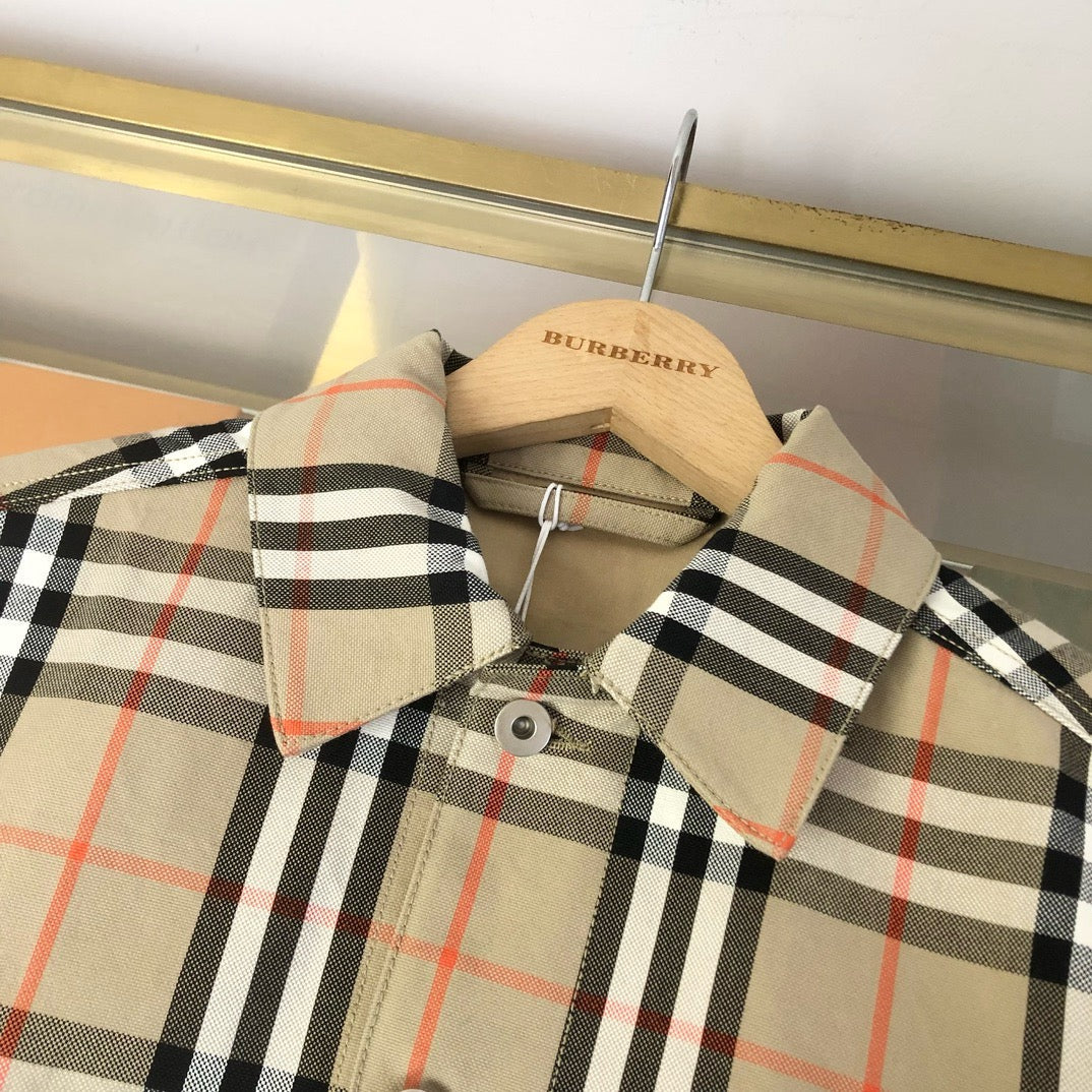 Beiges Overshirt aus Baumwolle mit Karomuster – Herren