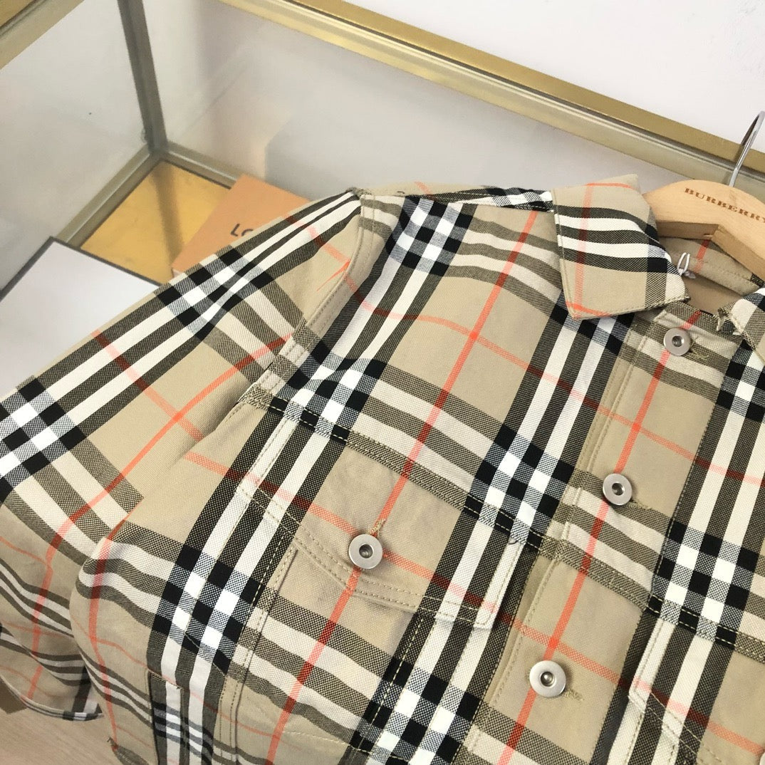 Beiges Overshirt aus Baumwolle mit Karomuster – Herren