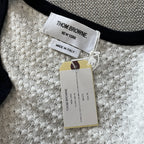 Weiße Tweed-Strickjacke mit Kontrastbesatz – Damen