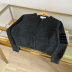 Graue Mohair Strickjacke - Damen