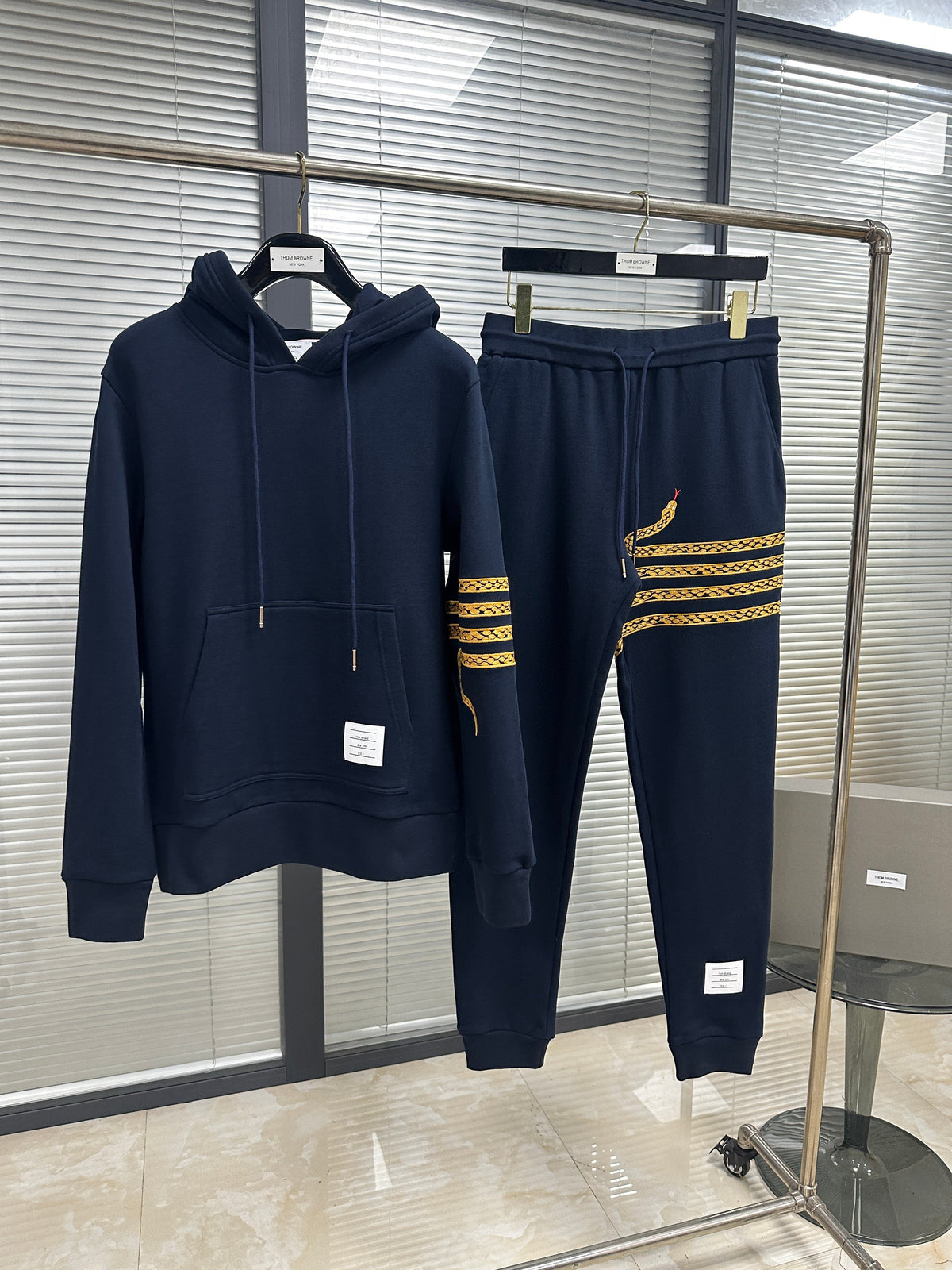 Navy Baumwoll-Pullover mit Querstreifen – Herren