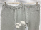Grey Cotton Bar Stripe Joggers - Men's