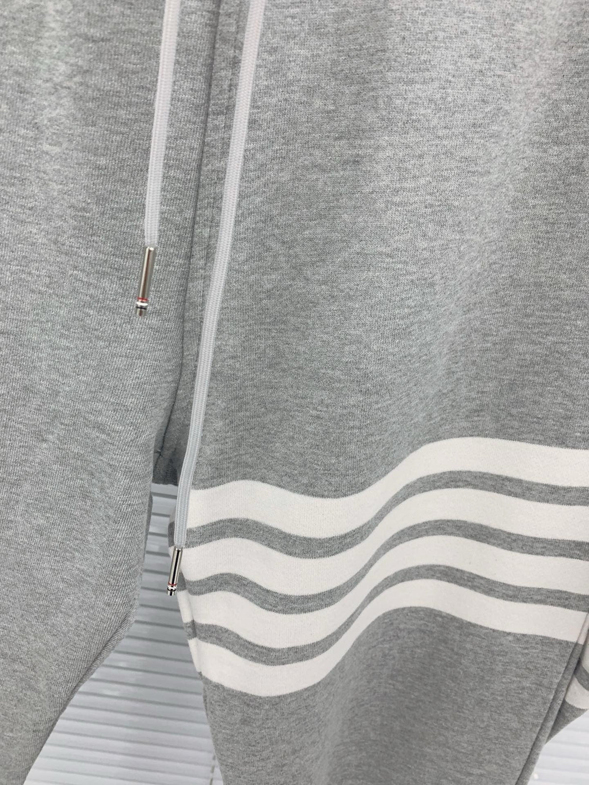 Grey Cotton Bar Stripe Joggers - Men's