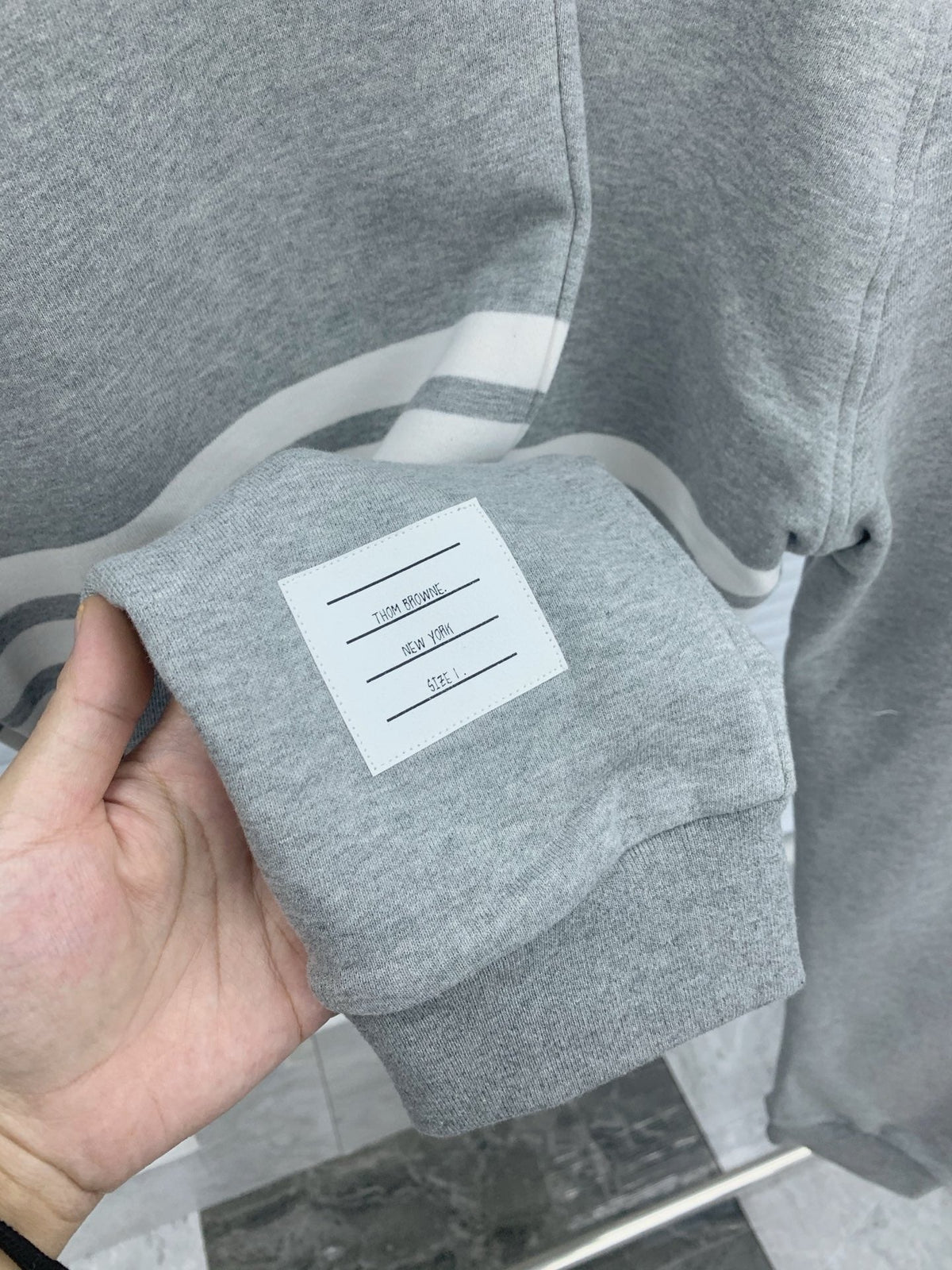 Grey Cotton Bar Stripe Joggers - Men's
