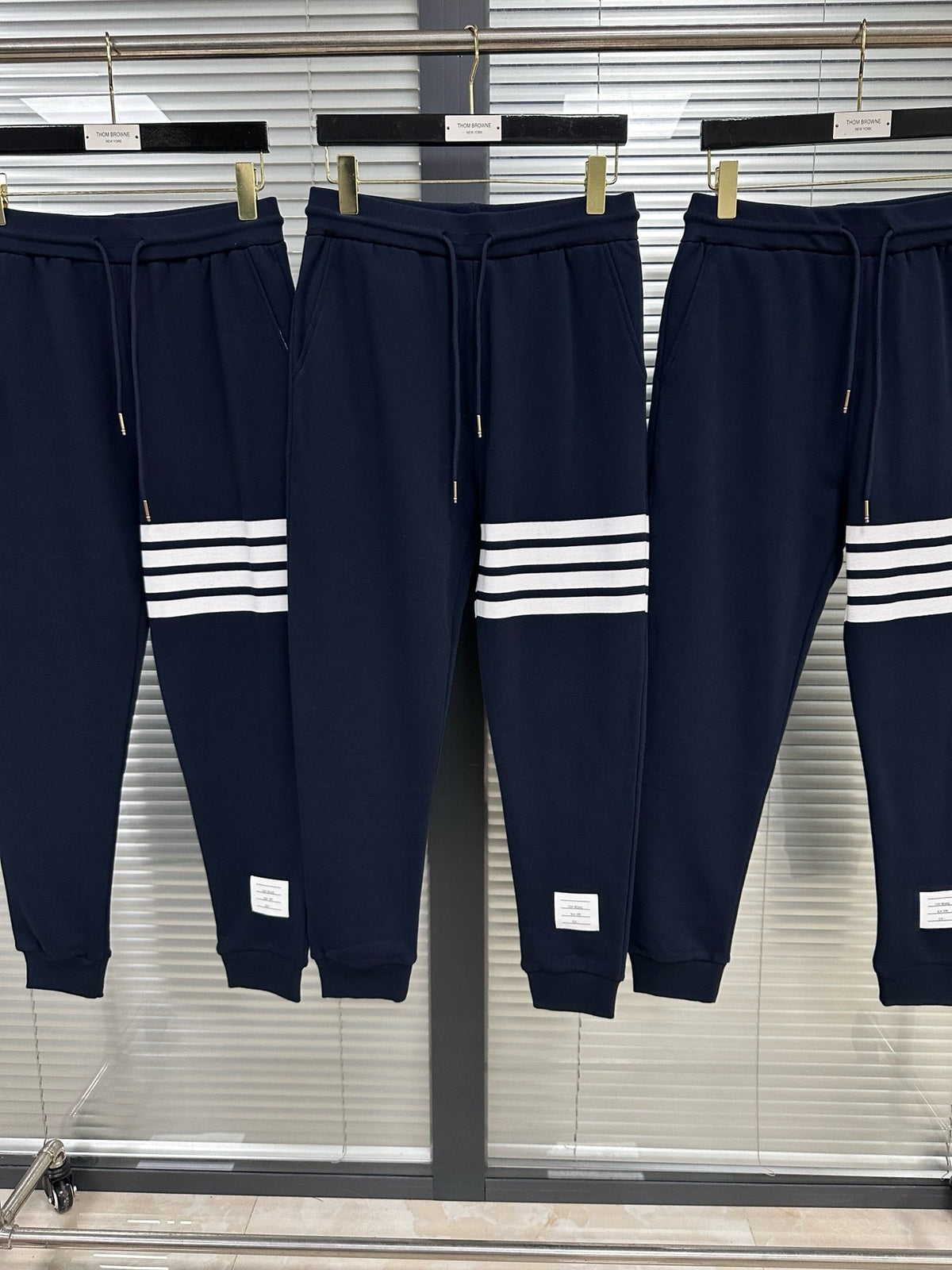 Grey Cotton Bar Stripe Joggers - Men's
