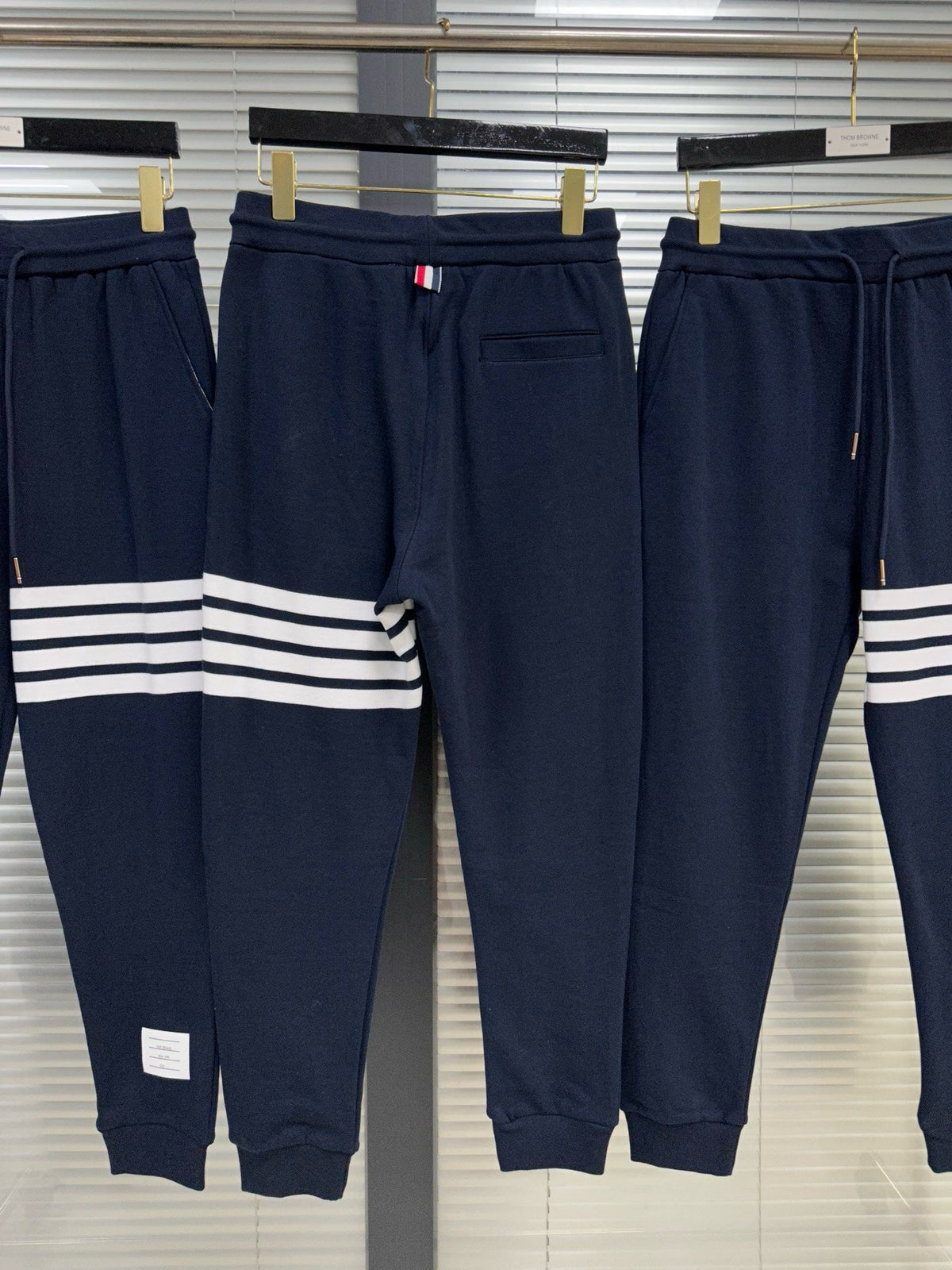 Grey Cotton Bar Stripe Joggers - Men's