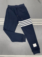 Grey Cotton Bar Stripe Joggers - Men's