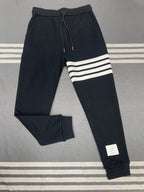 Grey Cotton Bar Stripe Joggers - Men's