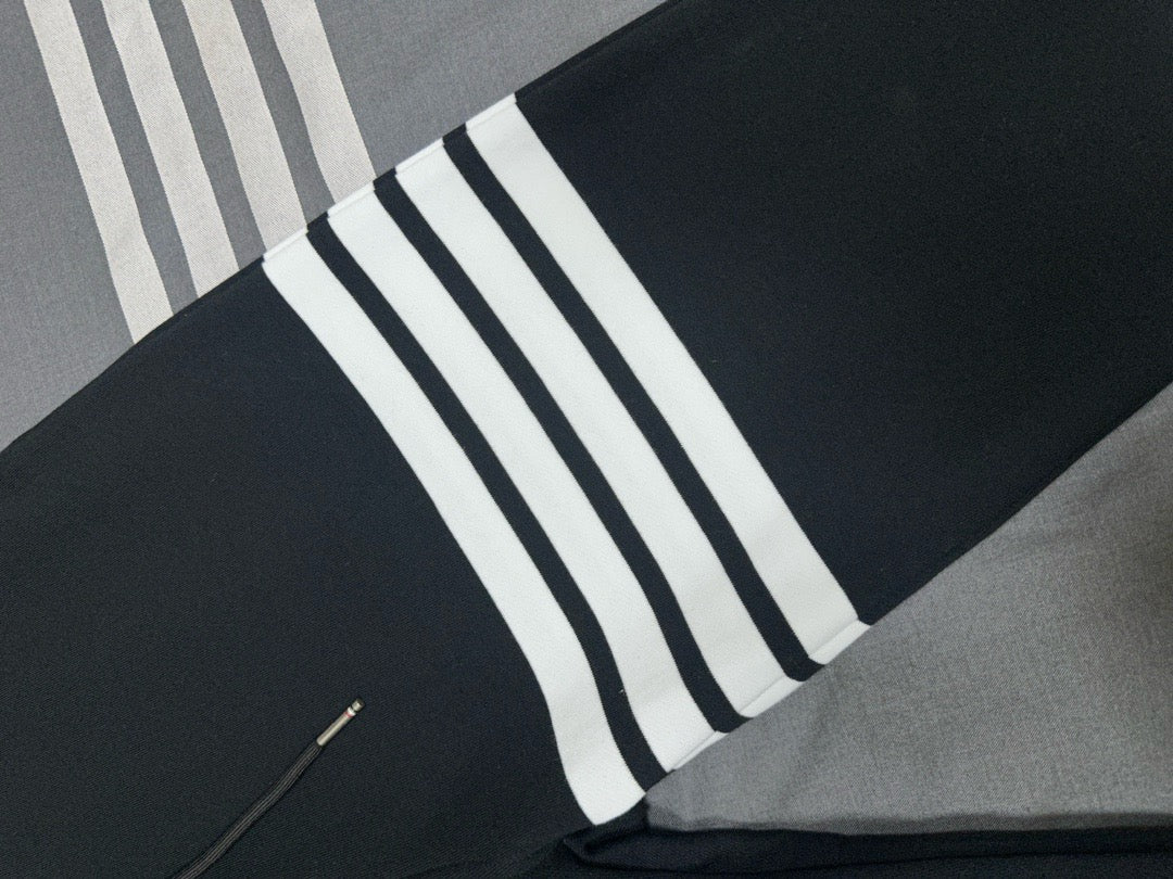 Grey Cotton Bar Stripe Joggers - Men's