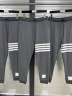 Grey Cotton Bar Stripe Joggers - Men's