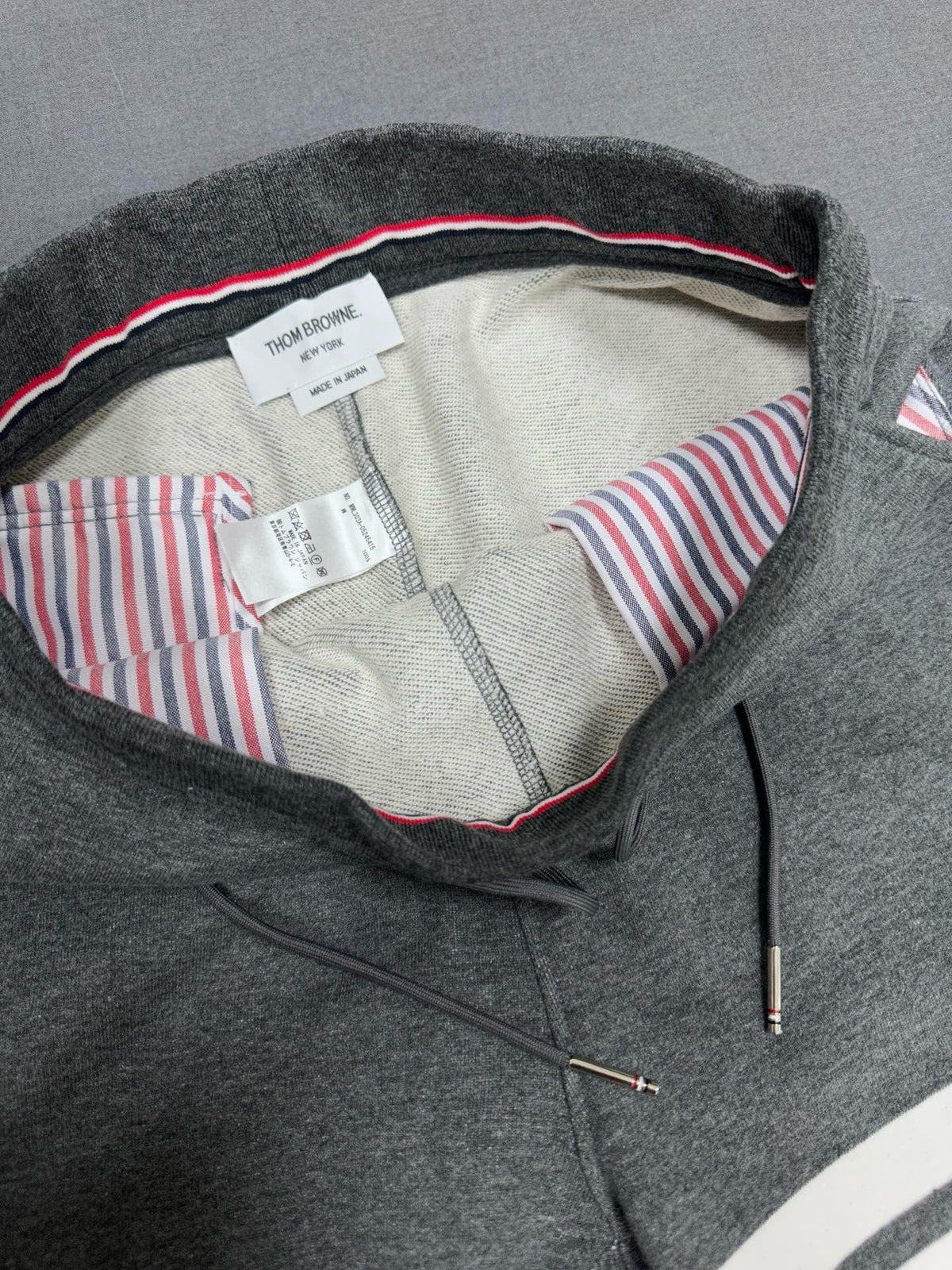 Grey Cotton Bar Stripe Joggers - Men's