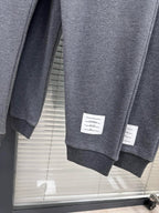 Grey Cotton Bar Stripe Joggers - Men's