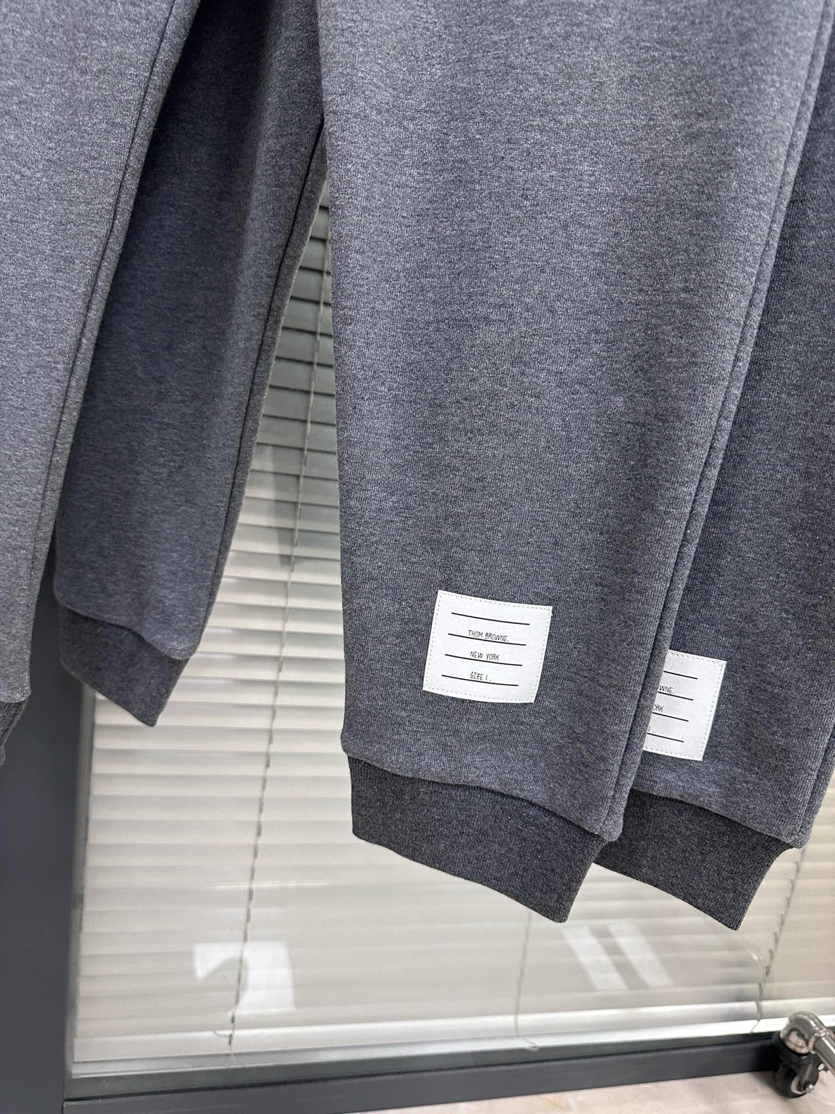 Grey Cotton Bar Stripe Joggers - Men's