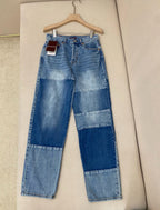 Blue Denim Patchwork Wide-Leg – Damen