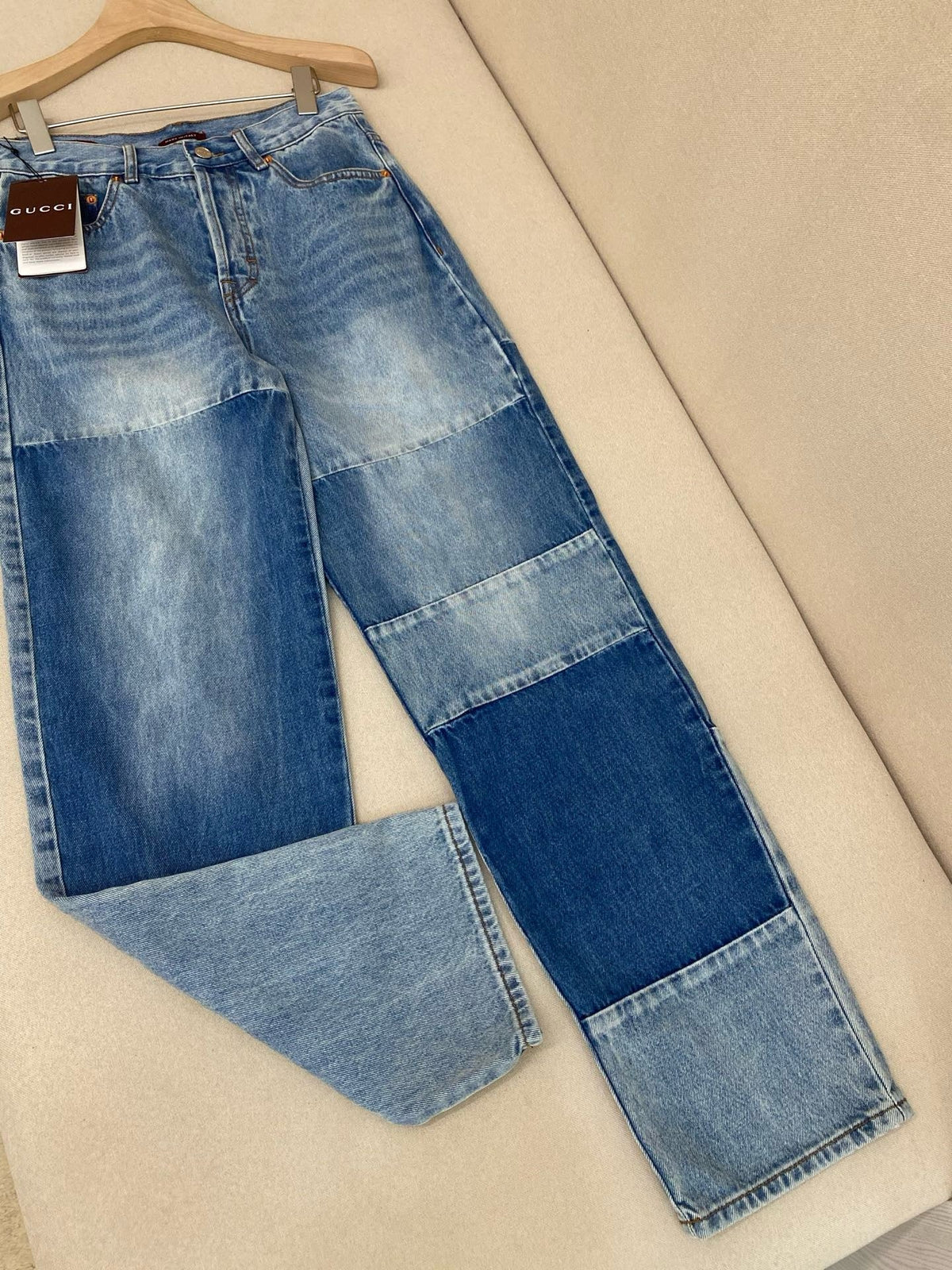 Blue Denim Patchwork Wide-Leg – Damen