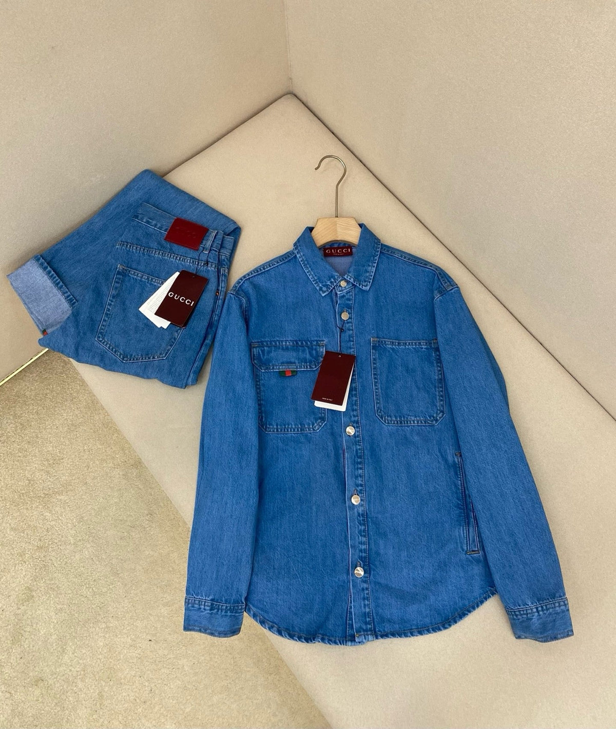 Blue Denim einfarbig Langarm - Herren