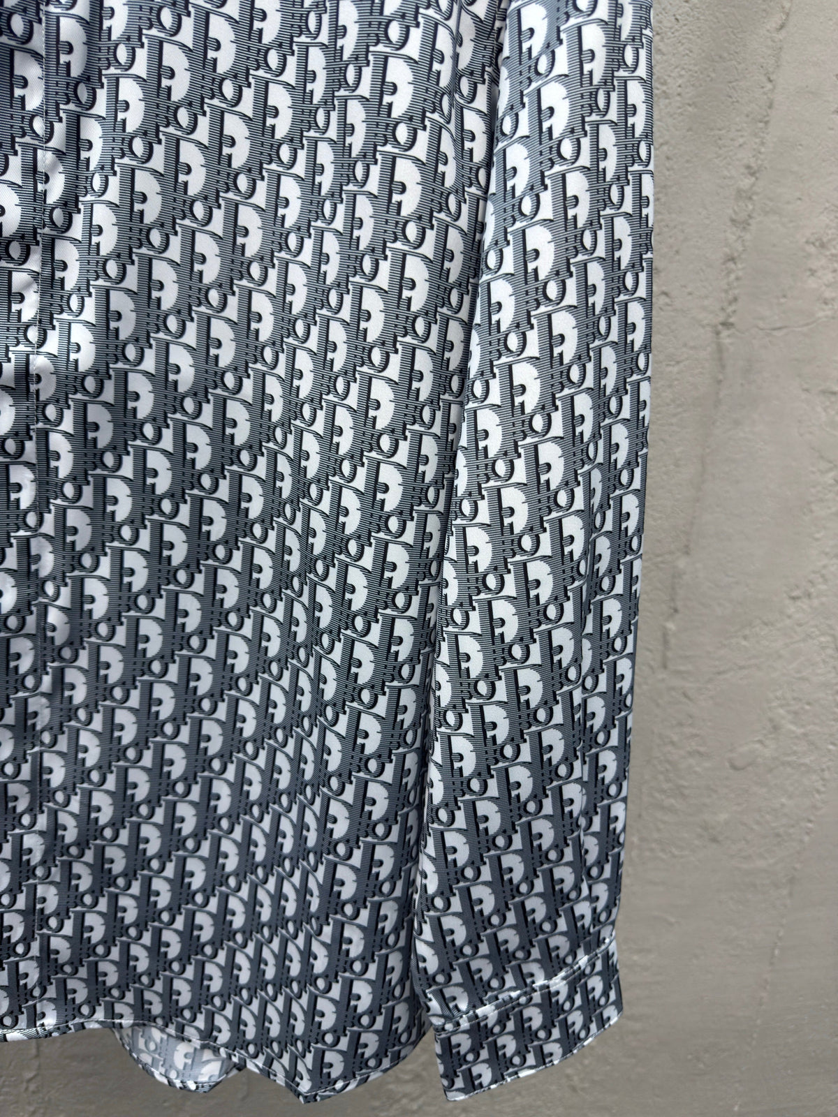 Weißes Langarmshirt aus Baumwolle mit Monogramm-Print – Herren
