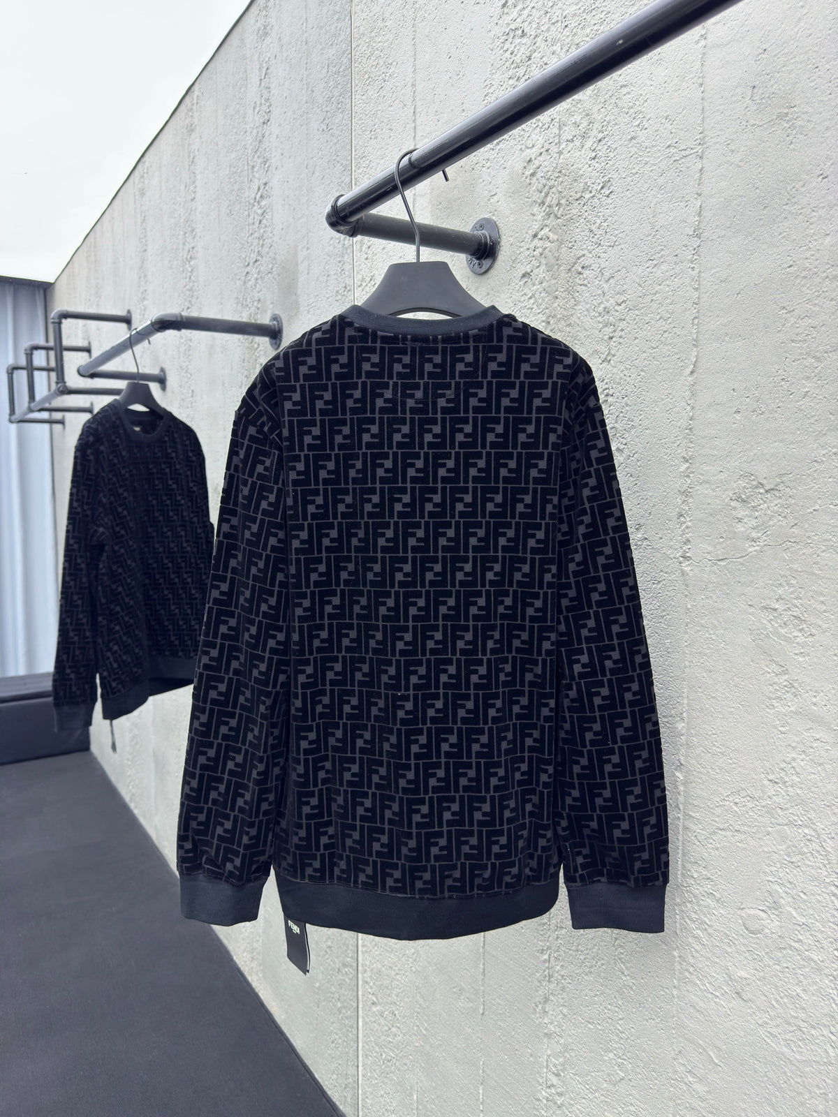 Jacquard-Monogramm-Pullover mit Rundhalsausschnitt – Marineblau – Herren
