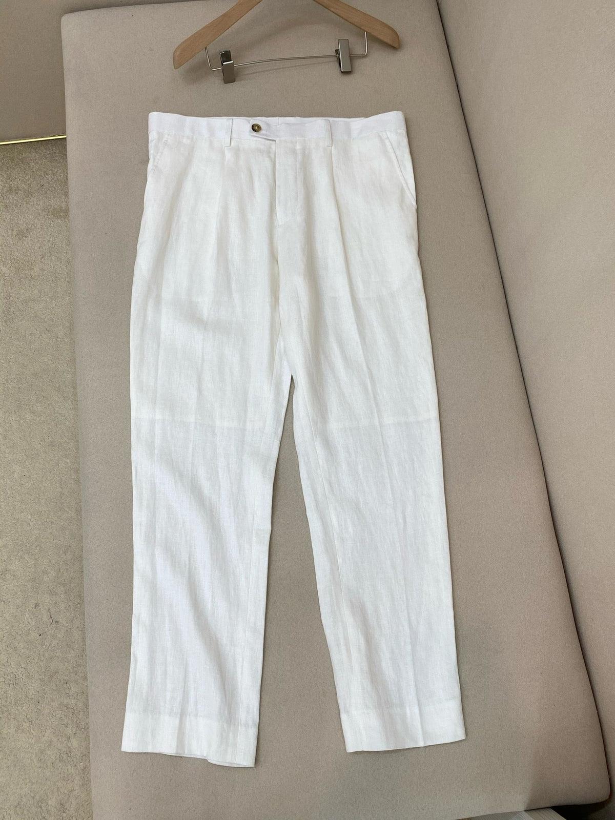 White Linen Plain Wide-Leg - Men's