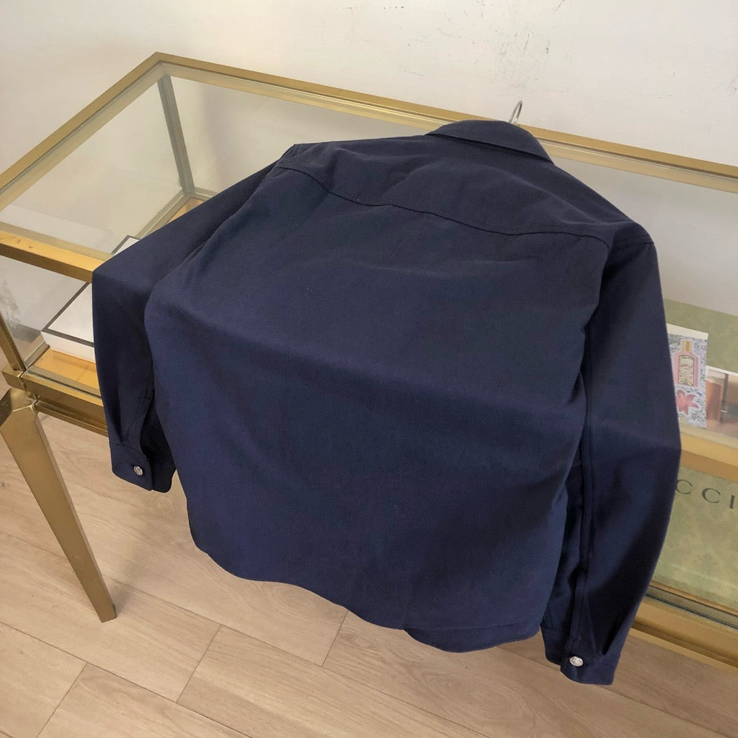 Navy Baumwoll-Langarmshirt mit Schriftzug – Herren