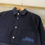 Navy Baumwoll-Langarmshirt mit Schriftzug – Herren