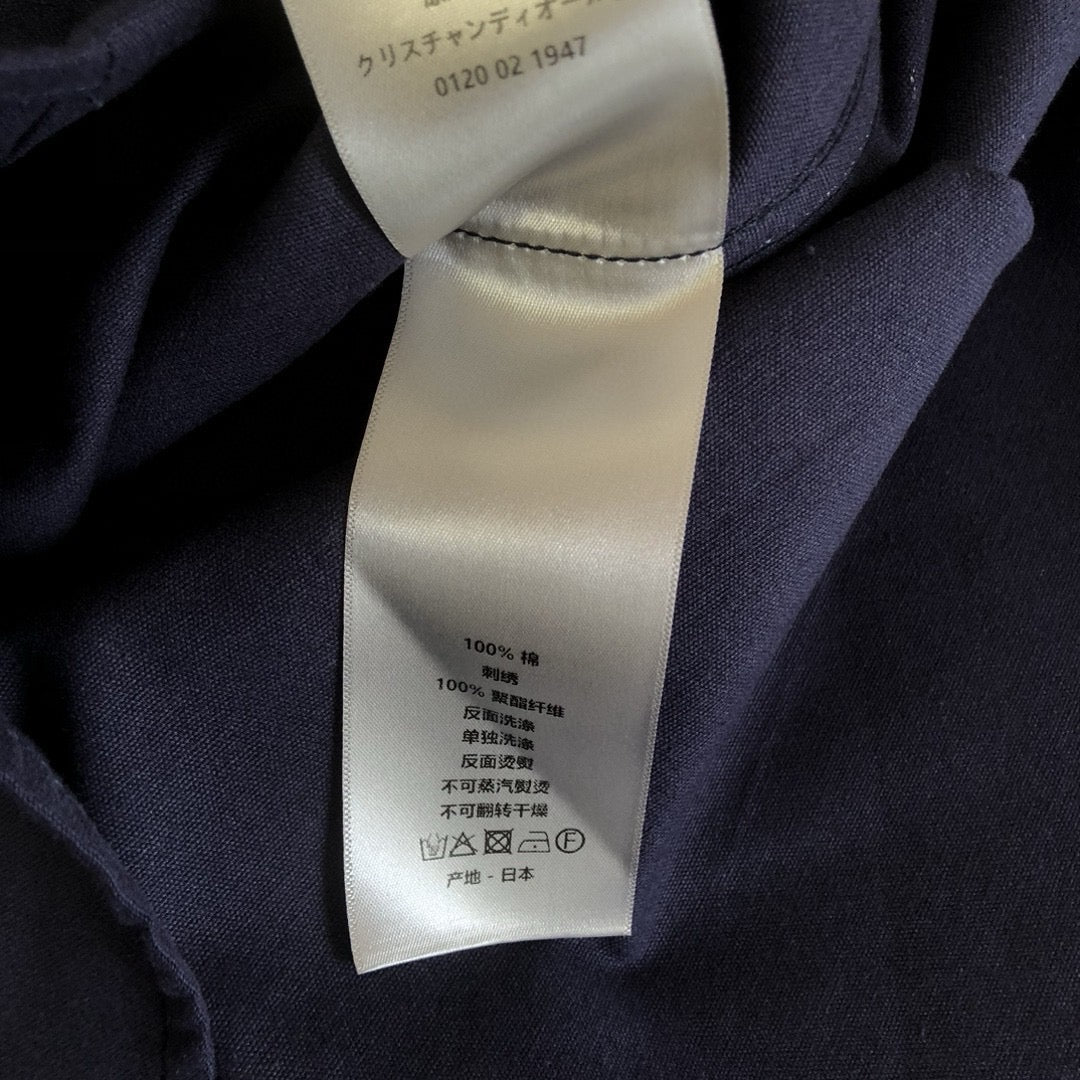 Navy Baumwoll-Langarmshirt mit Schriftzug – Herren
