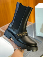 Black Patent Lug Sole Chelsea Boot - Women's