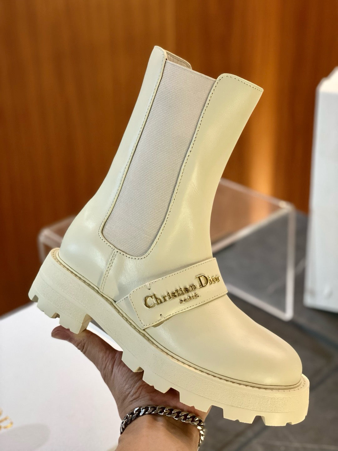 Black Patent Lug Sole Chelsea Boot - Women's