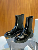 Black Patent Lug Sole Chelsea Boot - Women's