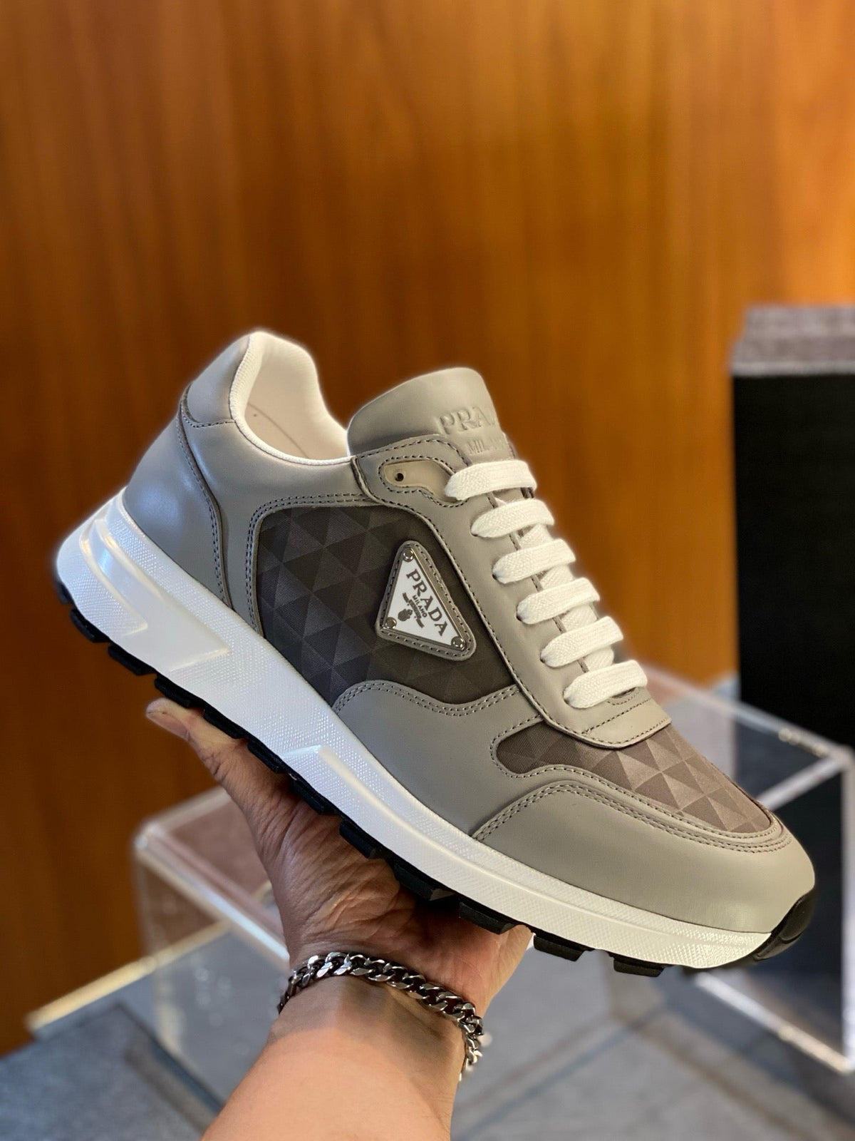 Grey Suede Colourblock Runner - Men's