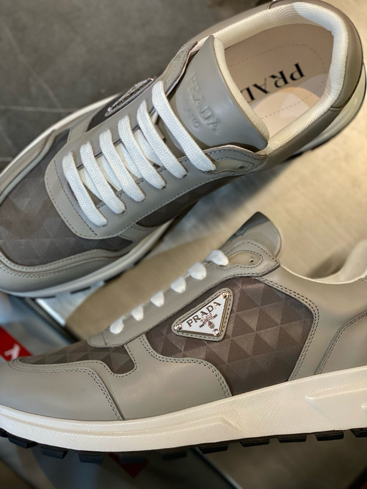 Grey Suede Colourblock Runner - Men's