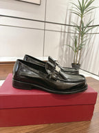 Schwarzer Leder-Loafer mit klobiger Sohle – Herren