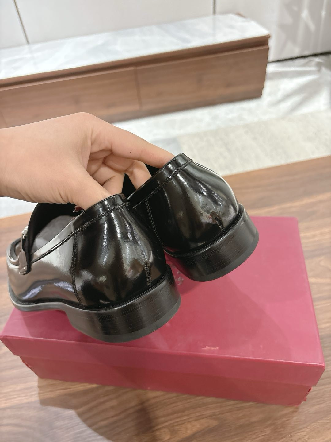 Schwarzer Leder-Loafer mit klobiger Sohle – Herren