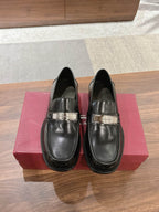 Schwarzer klobiger Bit-Loafer aus Leder – Herren