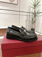 Schwarzer klobiger Bit-Loafer aus Leder – Herren