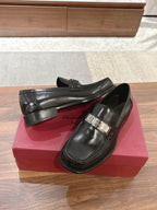 Schwarzer klobiger Bit-Loafer aus Leder – Herren