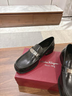 Schwarzer klobiger Bit-Loafer aus Leder – Herren