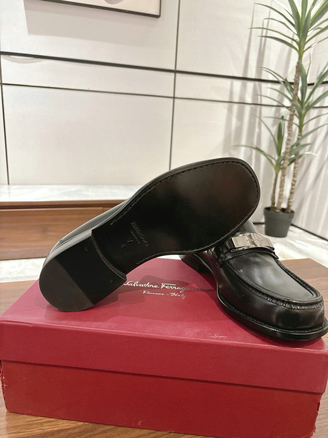 Schwarzer klobiger Bit-Loafer aus Leder – Herren