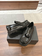 Black Leather Lug Sole Loafer - Men's