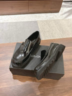 Black Leather Lug Sole Loafer - Men's
