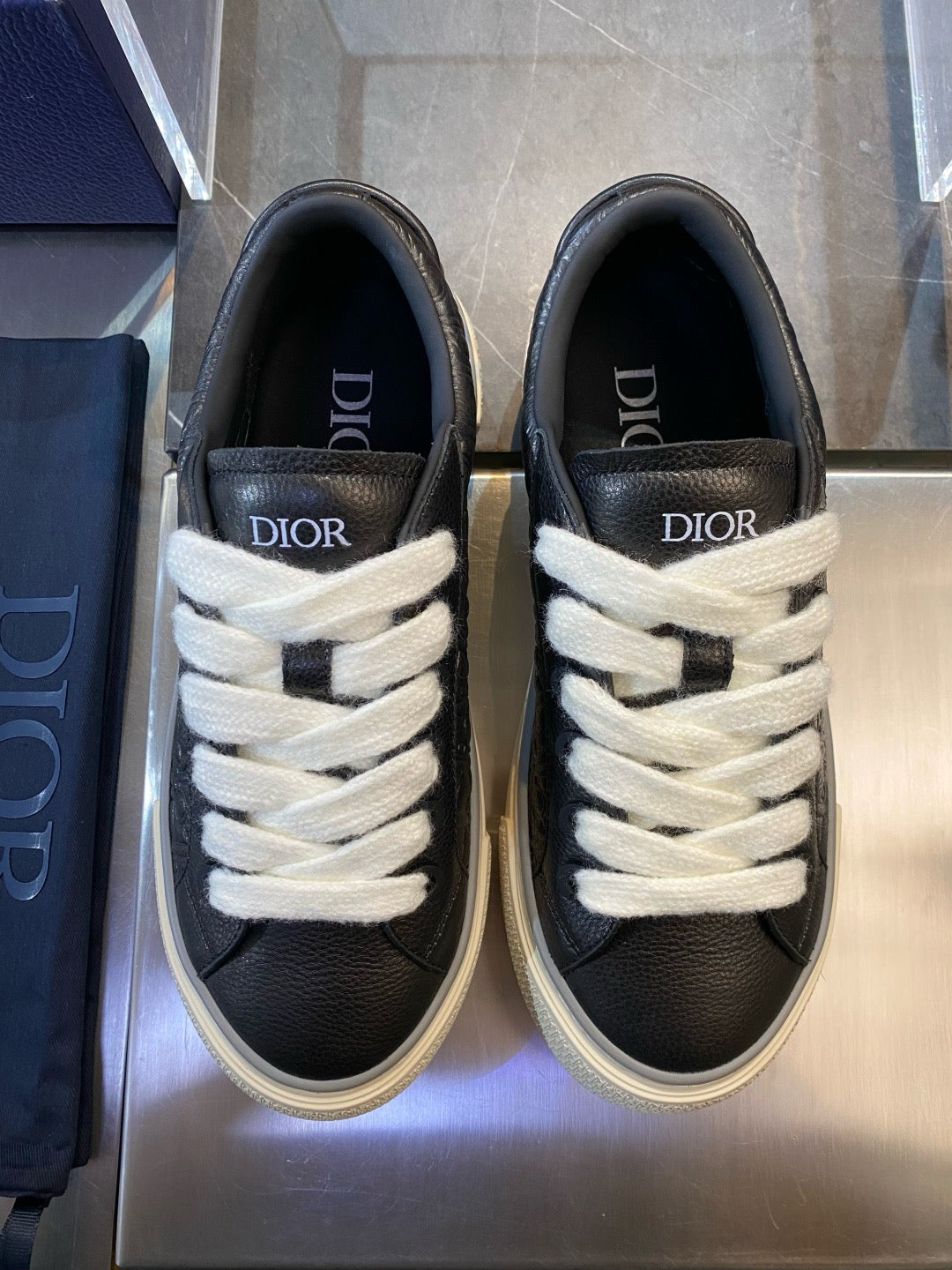 Knit Low-Top Beige Sneakers - Men's