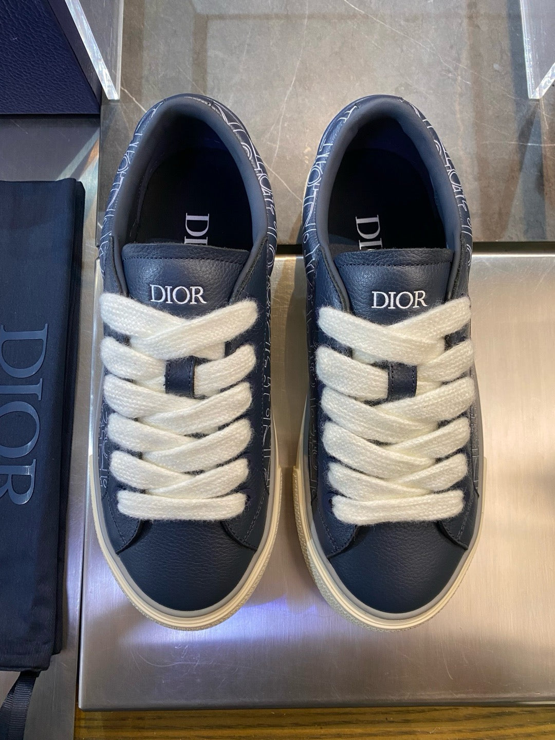 Knit Low-Top Beige Sneakers - Men's