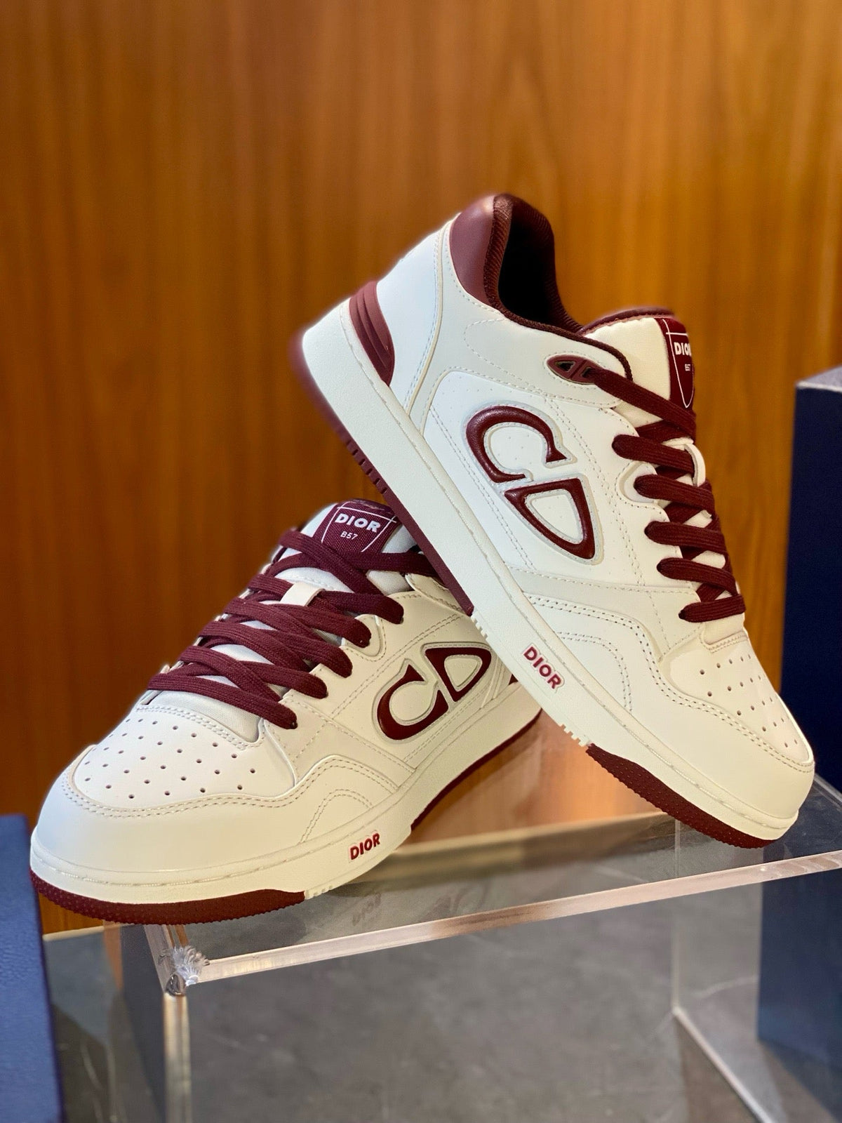 Leather Low-Top Burgundy CD Sneakers - Men's