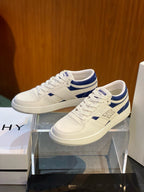 Cream Leather Colourblock Low-Top - Men's