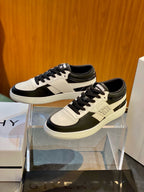 Cream Leather Colourblock Low-Top - Men's