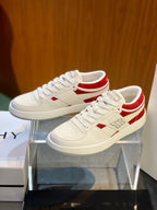 Cream Leather Colourblock Low-Top - Men's