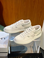 Cream Leather Colourblock Low-Top - Men's